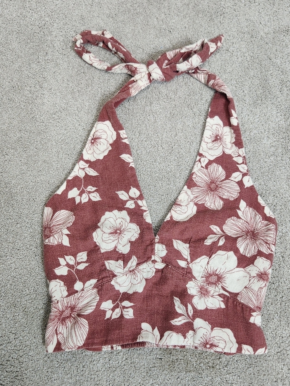 Abercrombie And Fitch Cotton Halter Top Tropical Size XS Smocked Beach Resort - Picture 2 of 9
